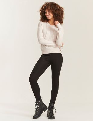 Fatface Womens Cotton Modal Blend High Rise Leggings - 8REG - Black, Black