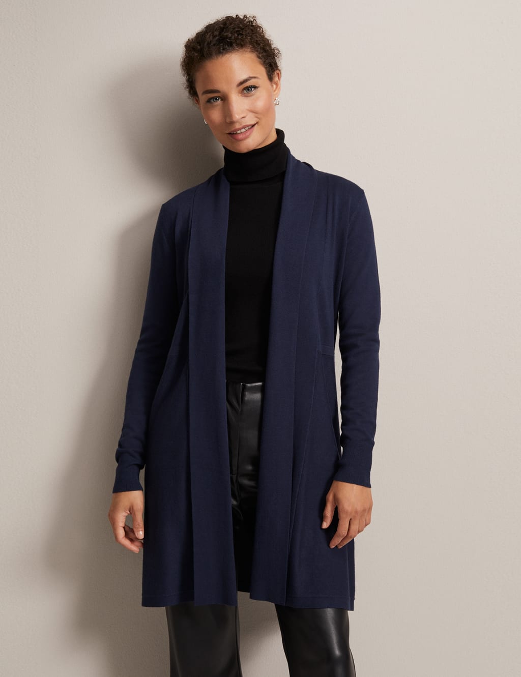 Knitted Edge To Edge Longline Cardigan image 1