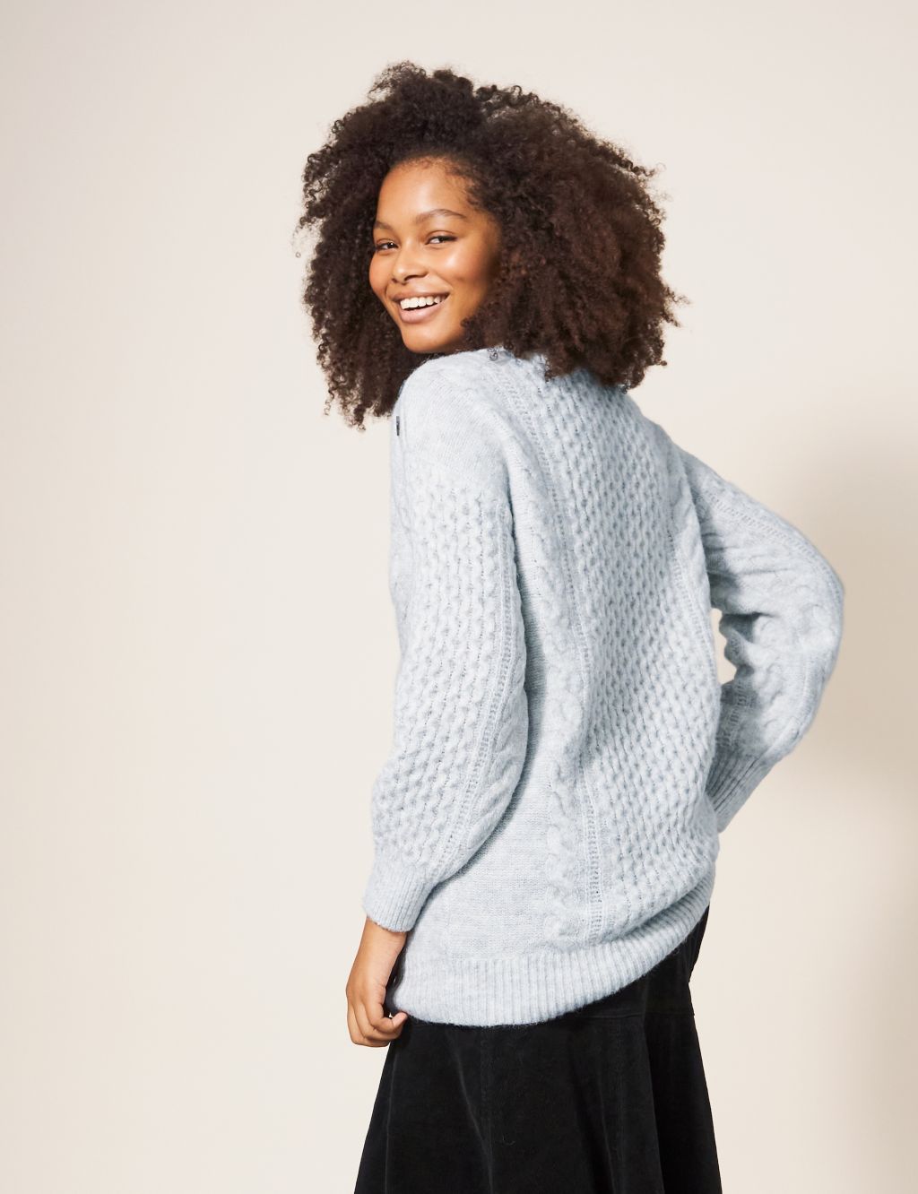 Crew Neck Longline Jumper with Wool image 4