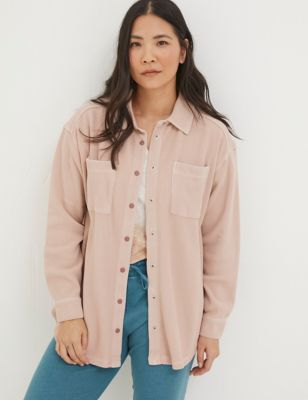 Fatface Womens Organic Cotton Textured Relaxed Shirt - Pink, Pink