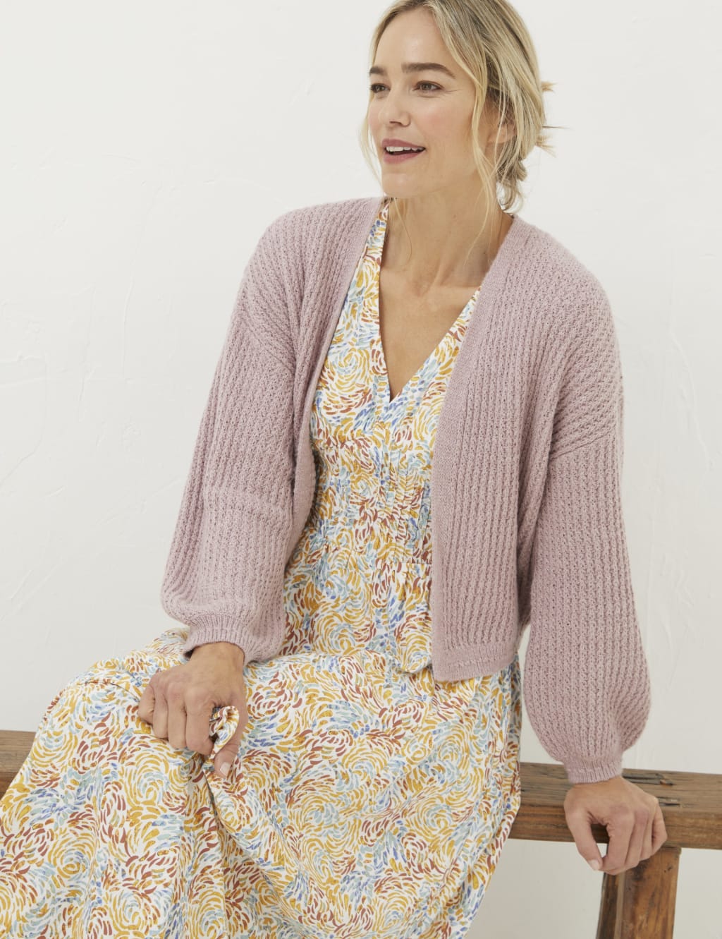 Cotton Rich Textured Ribbed Cardigan