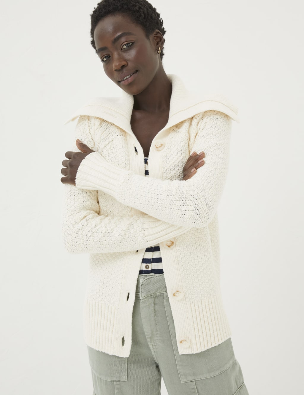 Cream knitted jacket best sale