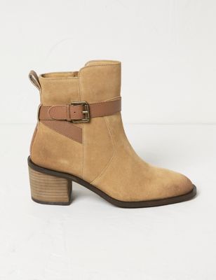 Fatface Womens Suede Block Heel Ankle Boots - 3 - Tan, Tan