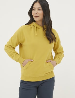 Fatface Women's Cotton Rich Hoodie - S - Yellow, Yellow,Blue