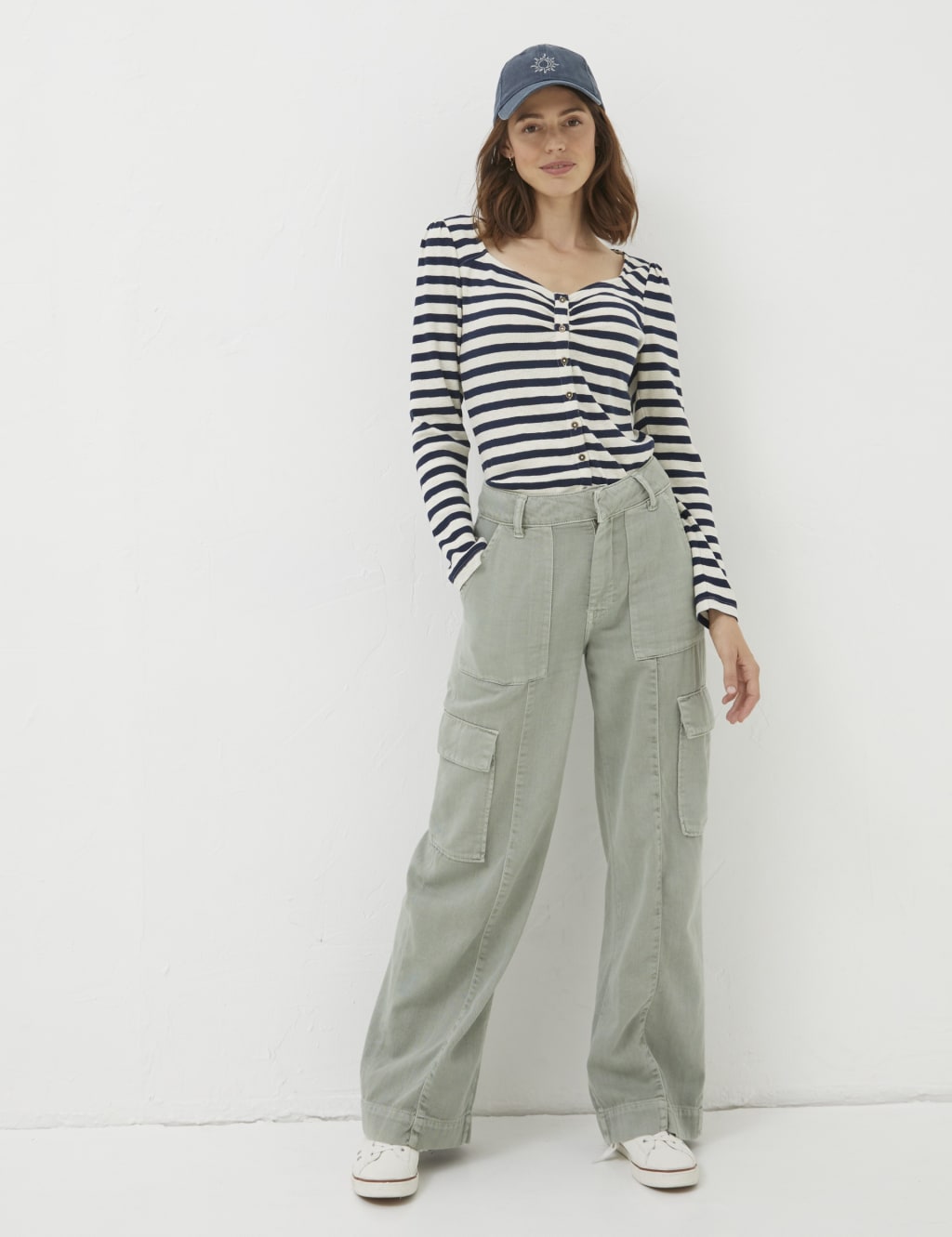 Pure Cotton Cargo Wide Leg Trousers image 1