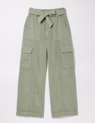 ASOS DESIGN pleat front chino with cargo pockets in sage