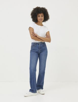 Fatface Women's Mid Rise Straight Leg Jeans - 8SHT - Blue Denim, Blue Denim