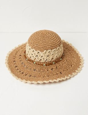 Fatface Women's Straw Wide Brim Hat - Natural, Natural