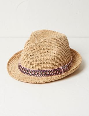 Fatface Women's Straw Trilby Hat - Natural, Natural
