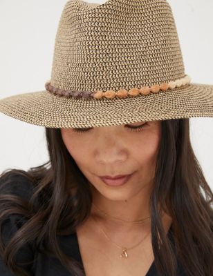 Fatface Womens Straw Weave Fedora Hat - Natural, Natural