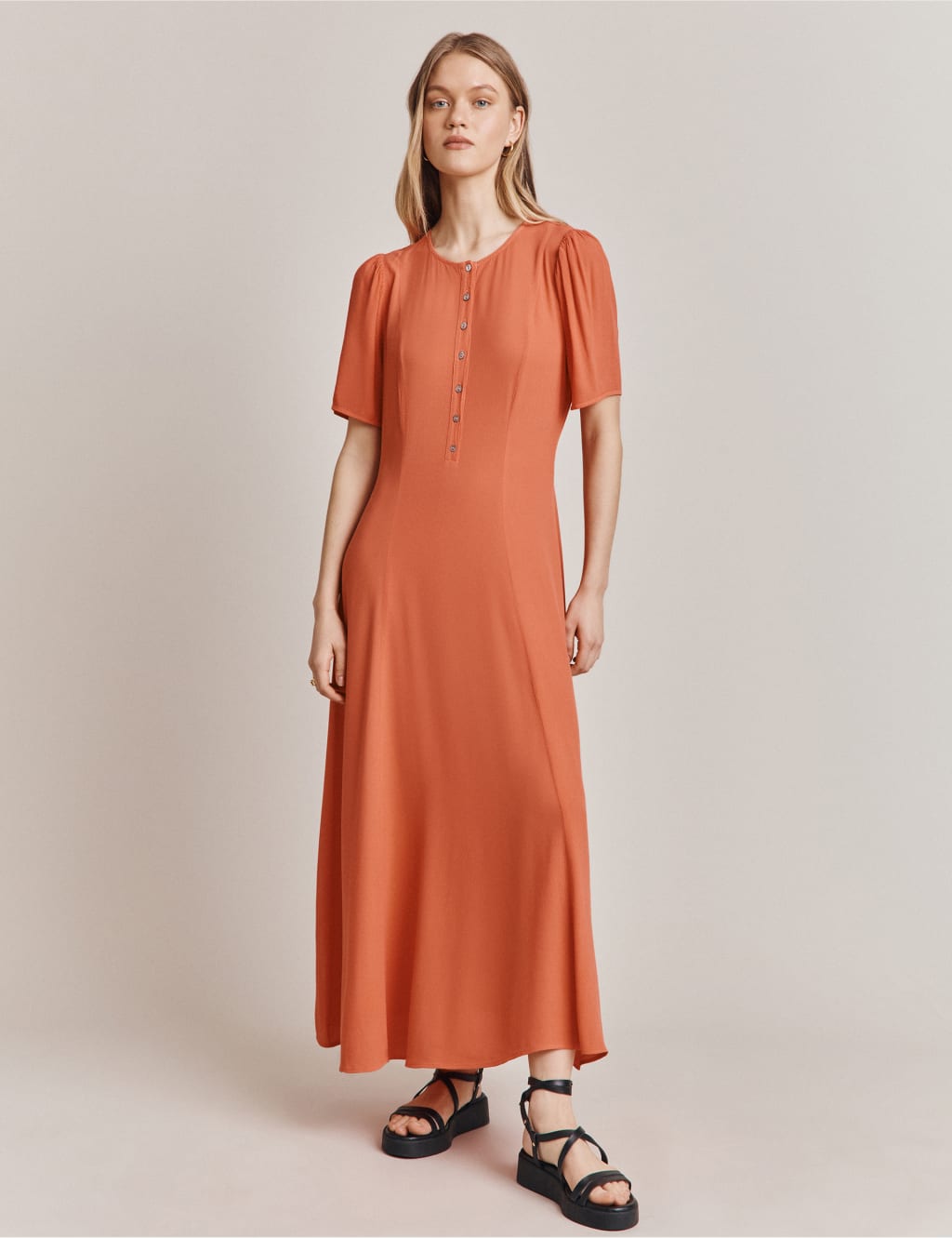 Round Neck Midi Column Dress image 1