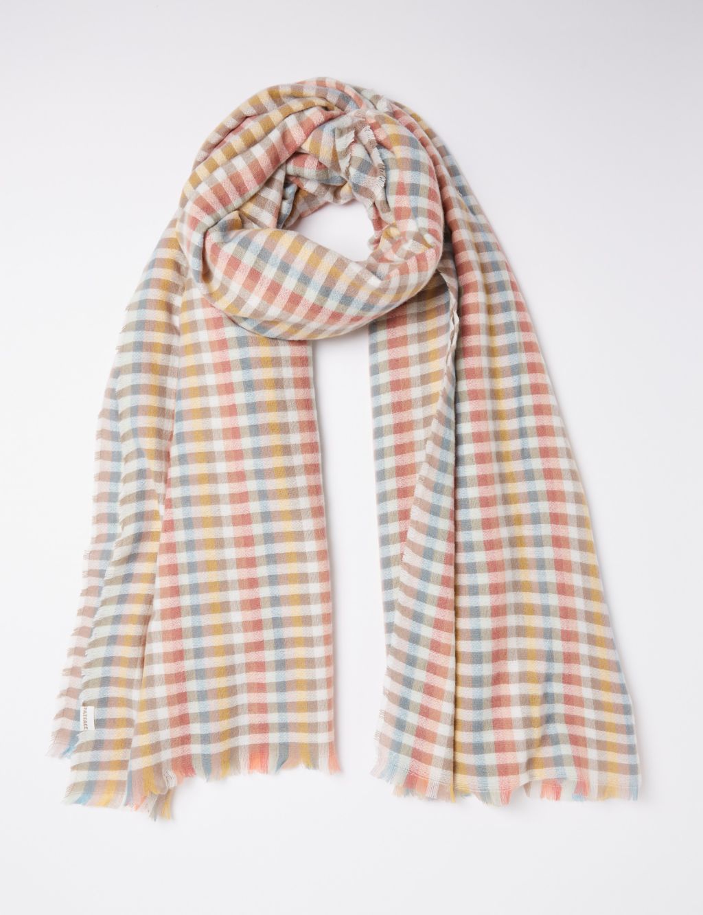 Woven Checked Fringed Scarf image 1