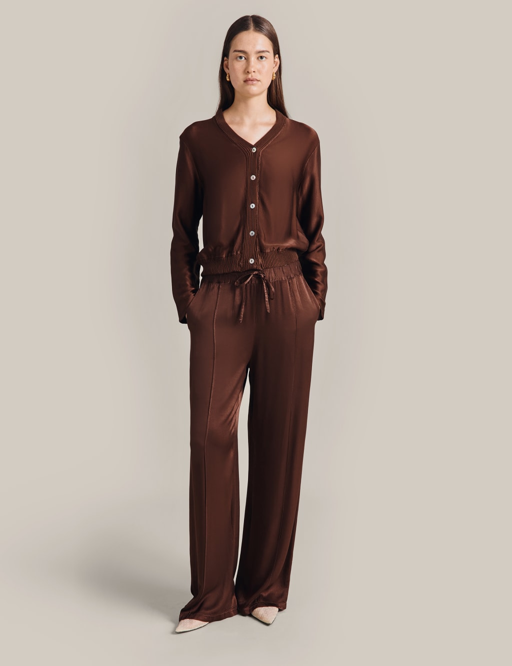 Drawstring Wide Leg Trousers image 3