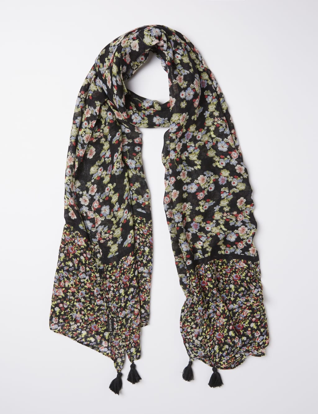 Printed Floral Tassel Scarf