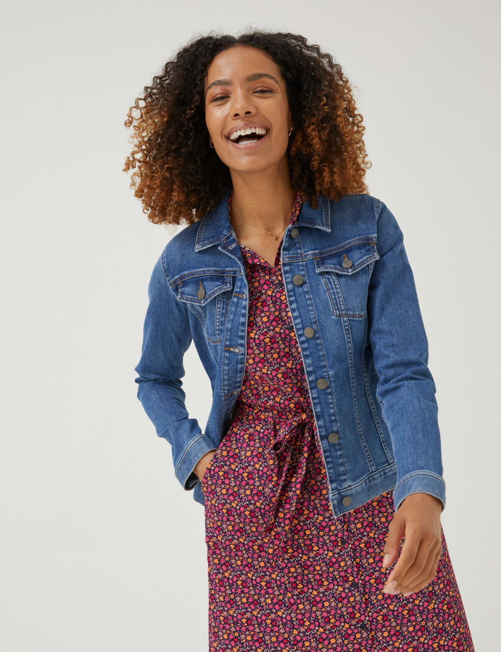 Cotton Rich Waisted Collared Jacket image 1