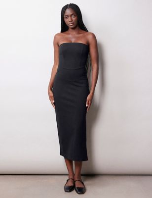 Albaray Womens Bandeau Midi Bodycon Dress - 18 - Black, Black