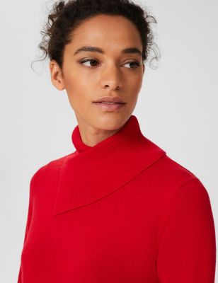 M&S Hobbs Womens Merino Wool Blend Roll Neck Jumper with Cashmere