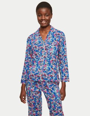 Jigsaw Womens Cotton Modal Floral Pyjama Set - Blue, Blue