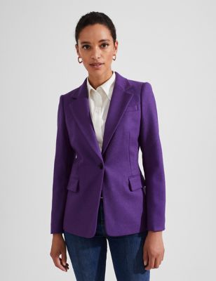 Hobbs Womens Pure Wool Tailored Single Breasted Blazer - 8 - Purple, Purple