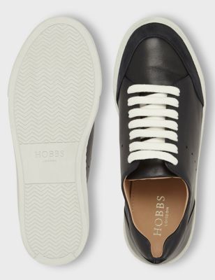 M&S Hobbs Womens Leather Lace Up Suede Panel Trainers
