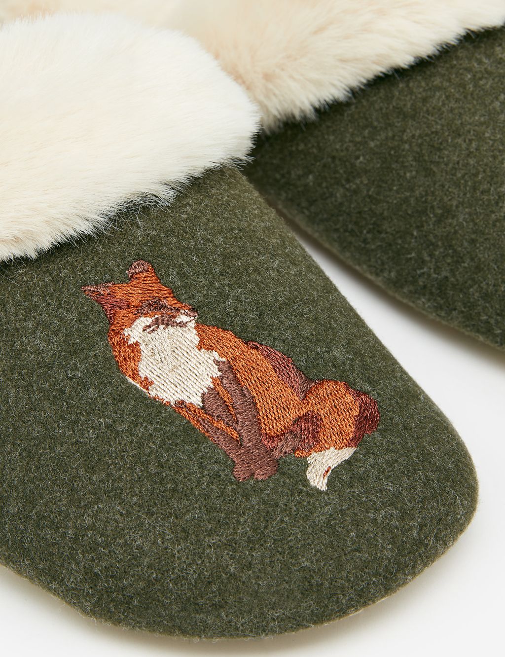 Embroidered Faux Fur Lined Mule Slippers image 3
