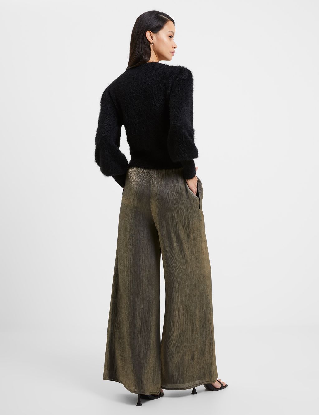 Sparkly Elasticated Waist Wide Leg Trousers image 4