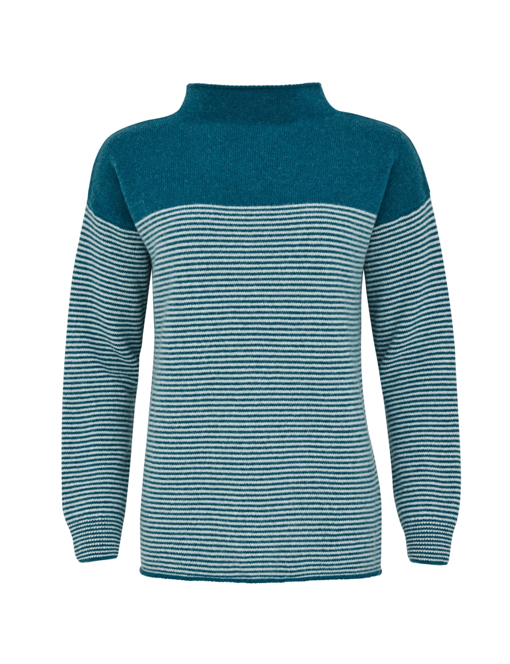 Pure Wool Striped Funnel Neck Jumper image 2