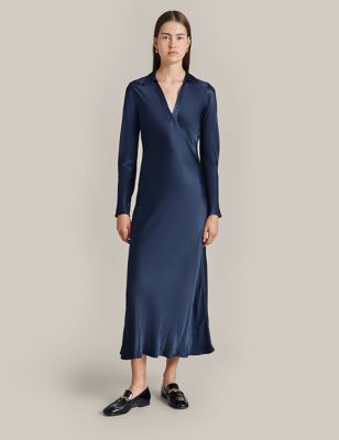 Ghost Womens Midaxi Column Dress - XS - Dark Blue, Dark Blue,Grey