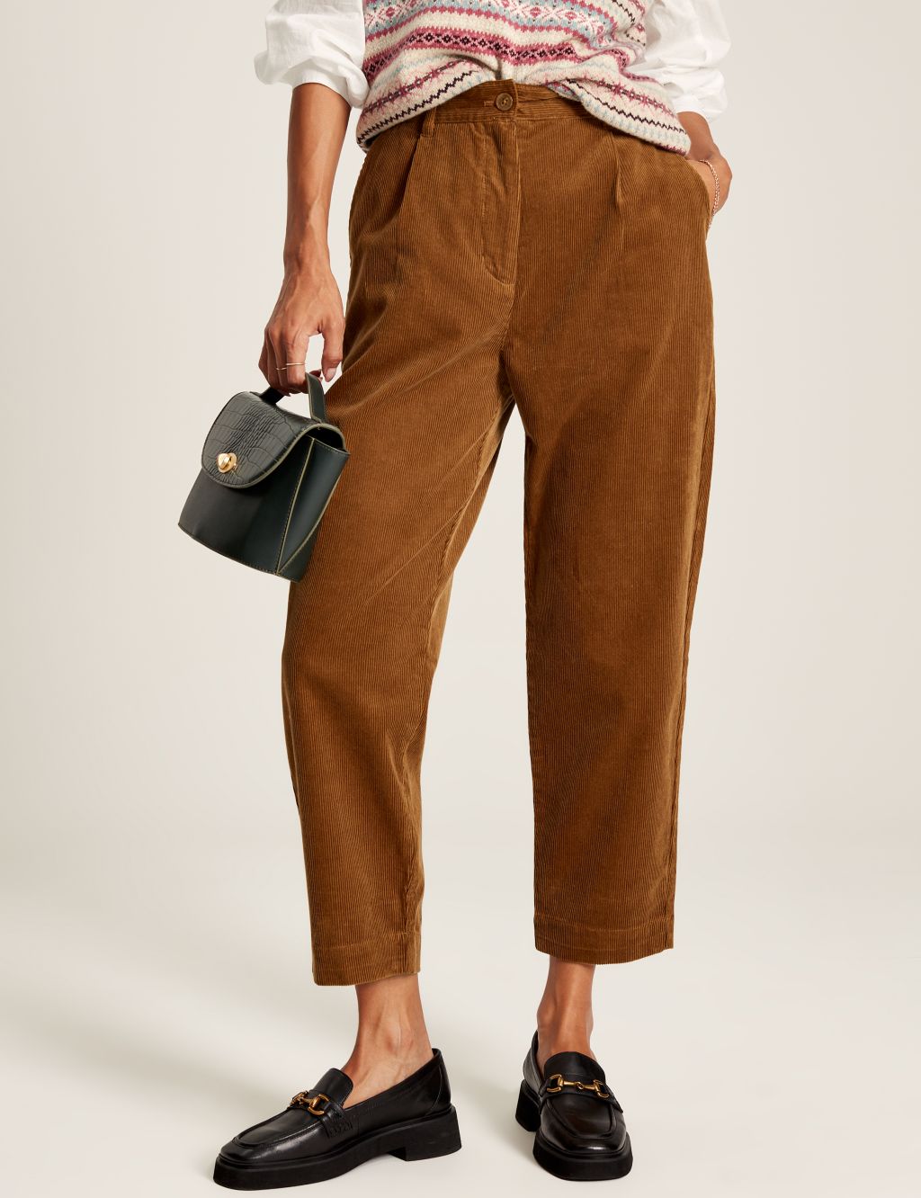 Cord Tapered Ankle Grazer Trousers image 1