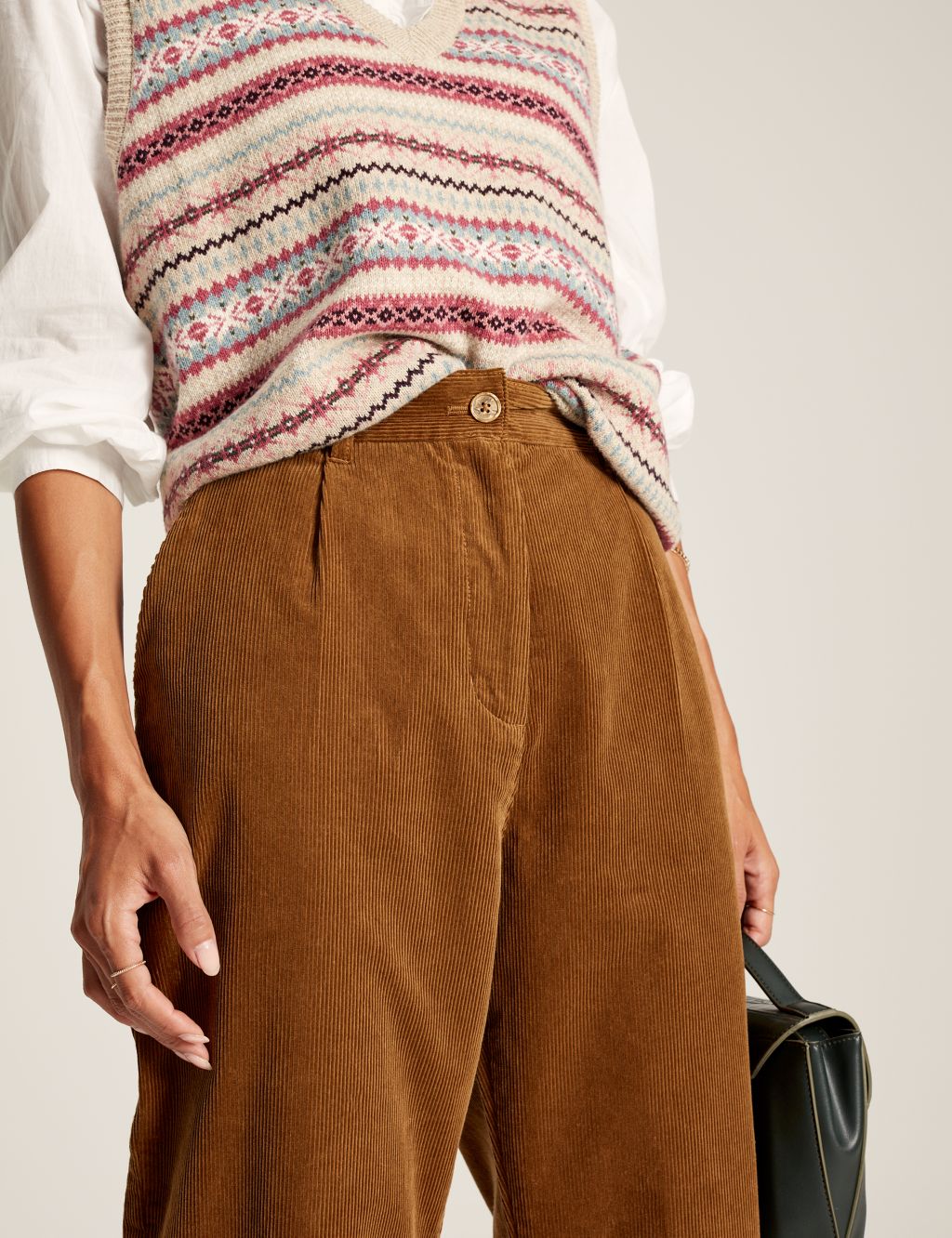 Cord Tapered Ankle Grazer Trousers image 3