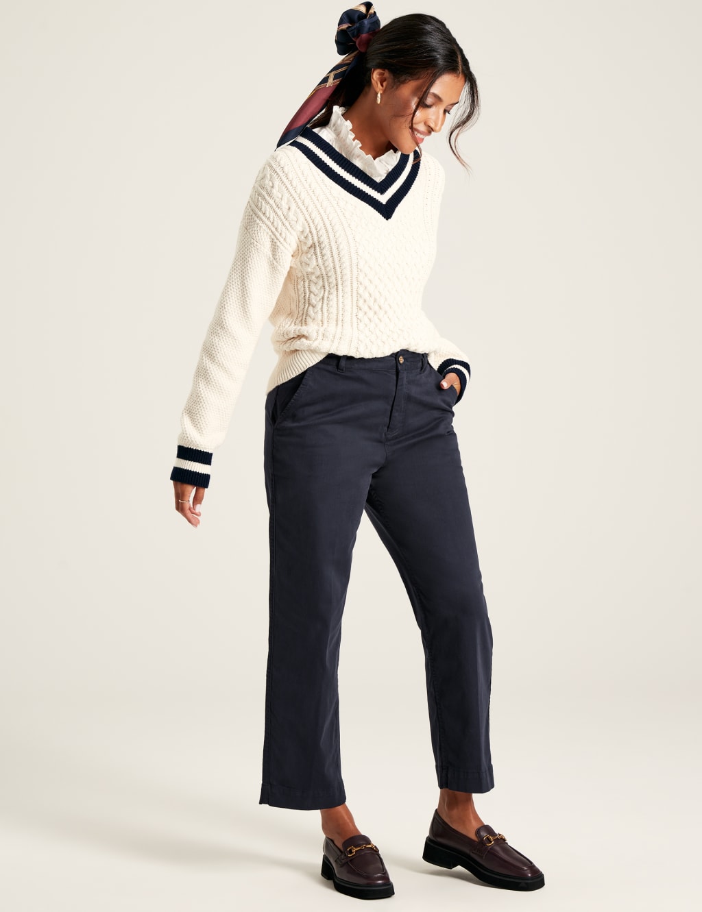 Cotton Rich Straight Leg Trousers image 1