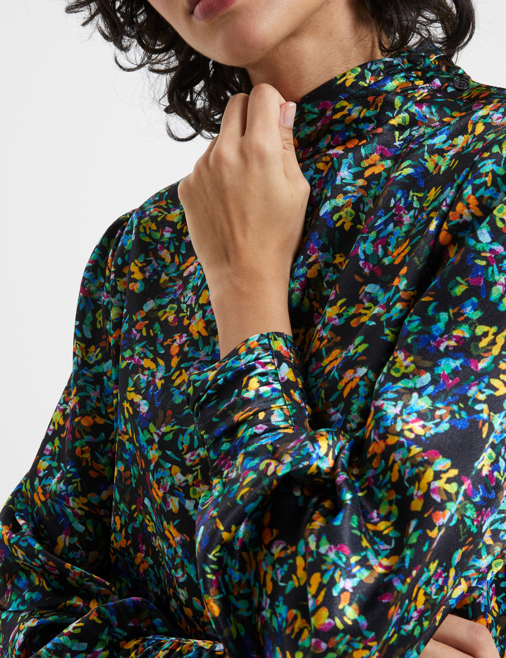 Satin Floral High Neck Top image 4