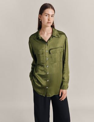 Ghost Womens Collared Button Through Shirt - Green, Green,Purple