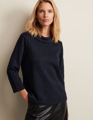 Phase Eight Womens Textured Top - 8 - Navy, Navy