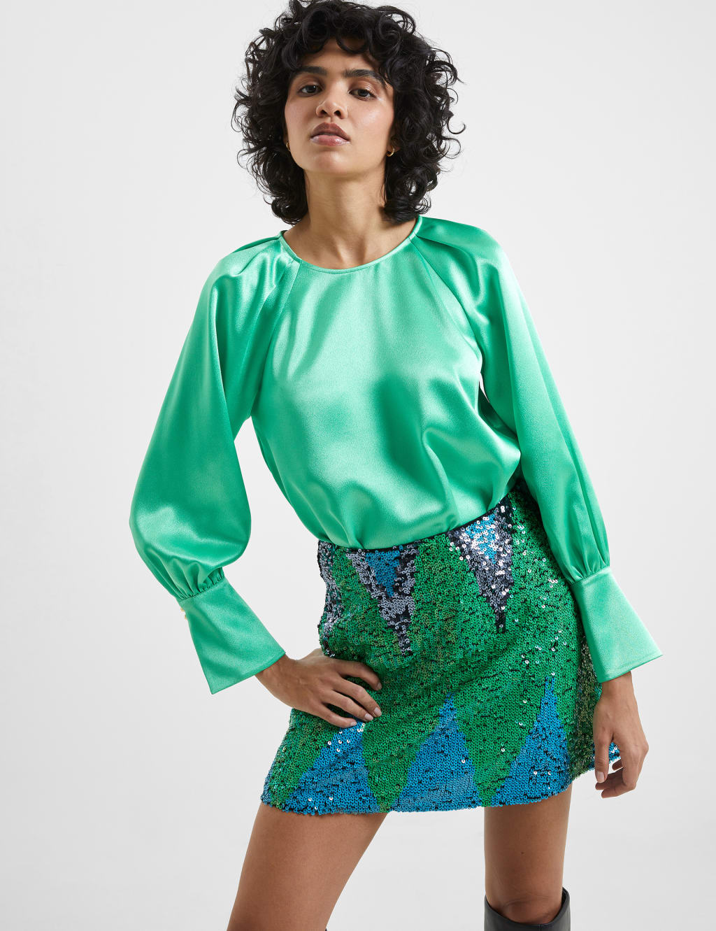 Satin Crew Neck Top image 4