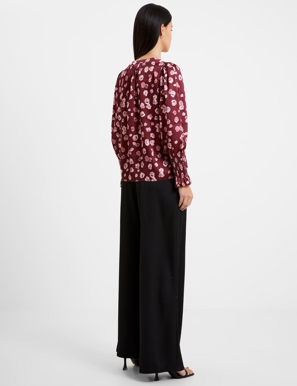 Satin Floral V-Neck Button Through Blouse image 3