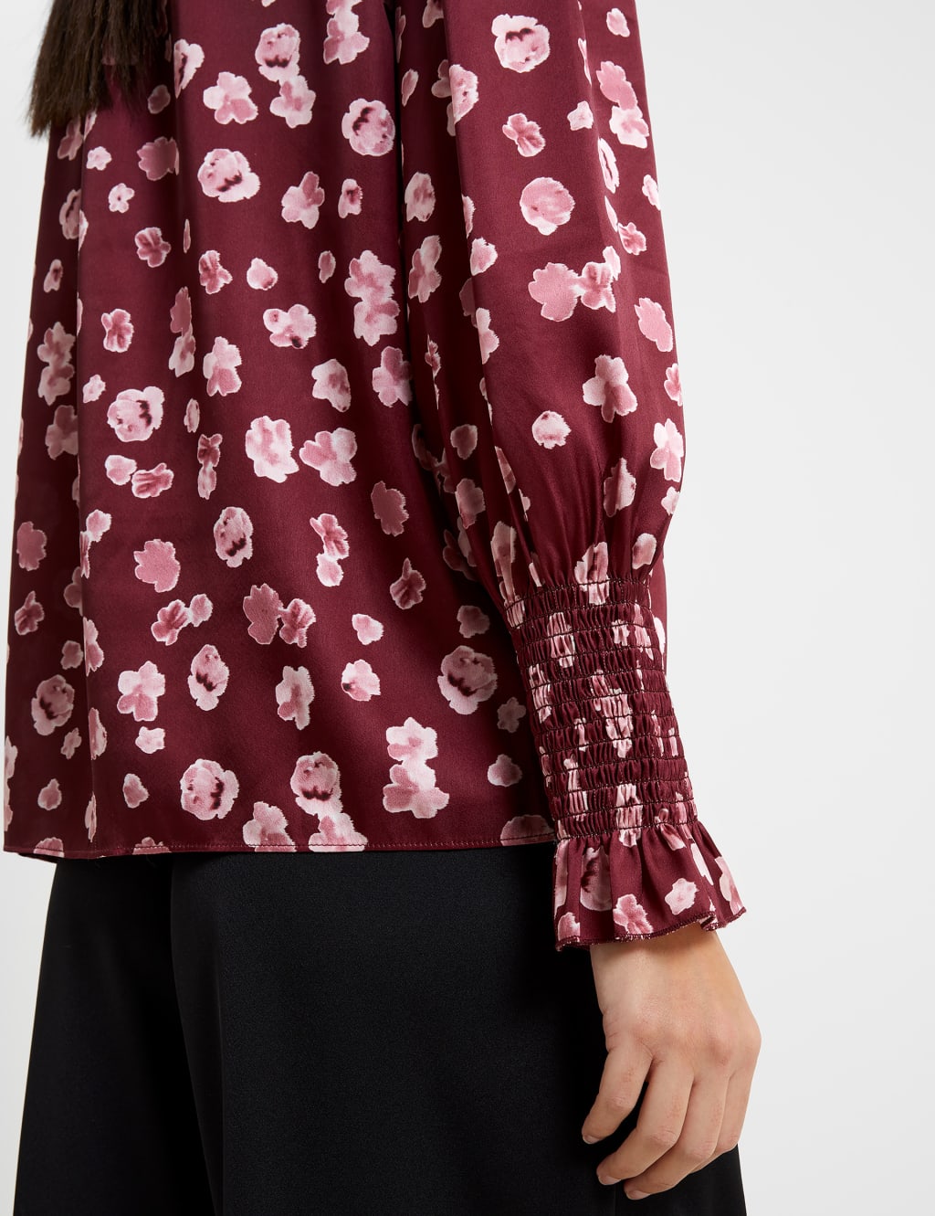 Satin Floral V-Neck Button Through Blouse image 4