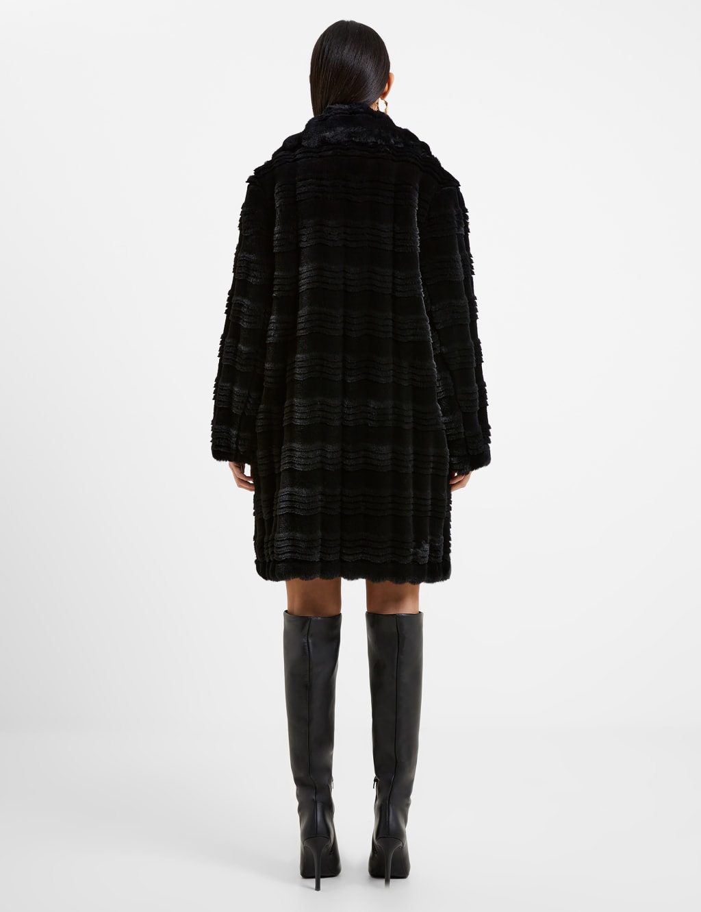 Faux Fur Textured Collared Coat image 3