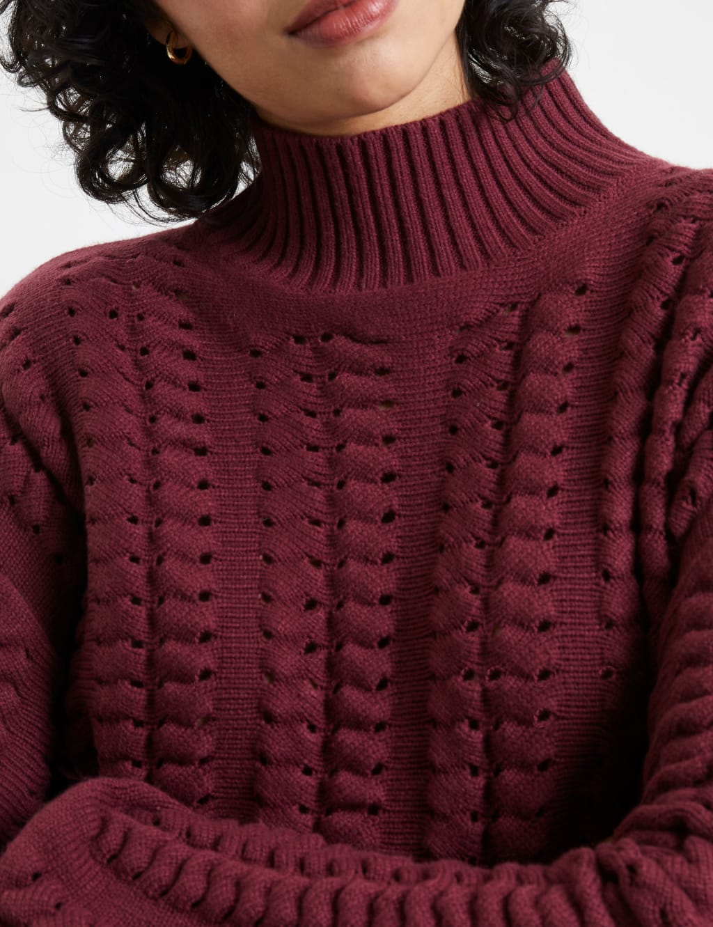 Cable Knit Funnel Neck Jumper image 3