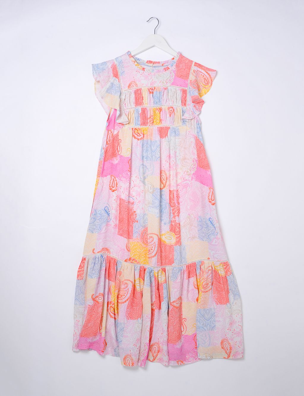 Paisley Shirred Midi Relaxed Tiered Dress image 2