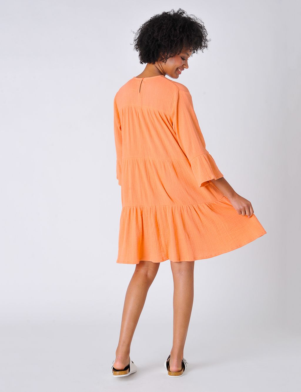 Pure Cotton Textured Relaxed Tiered Dress image 4