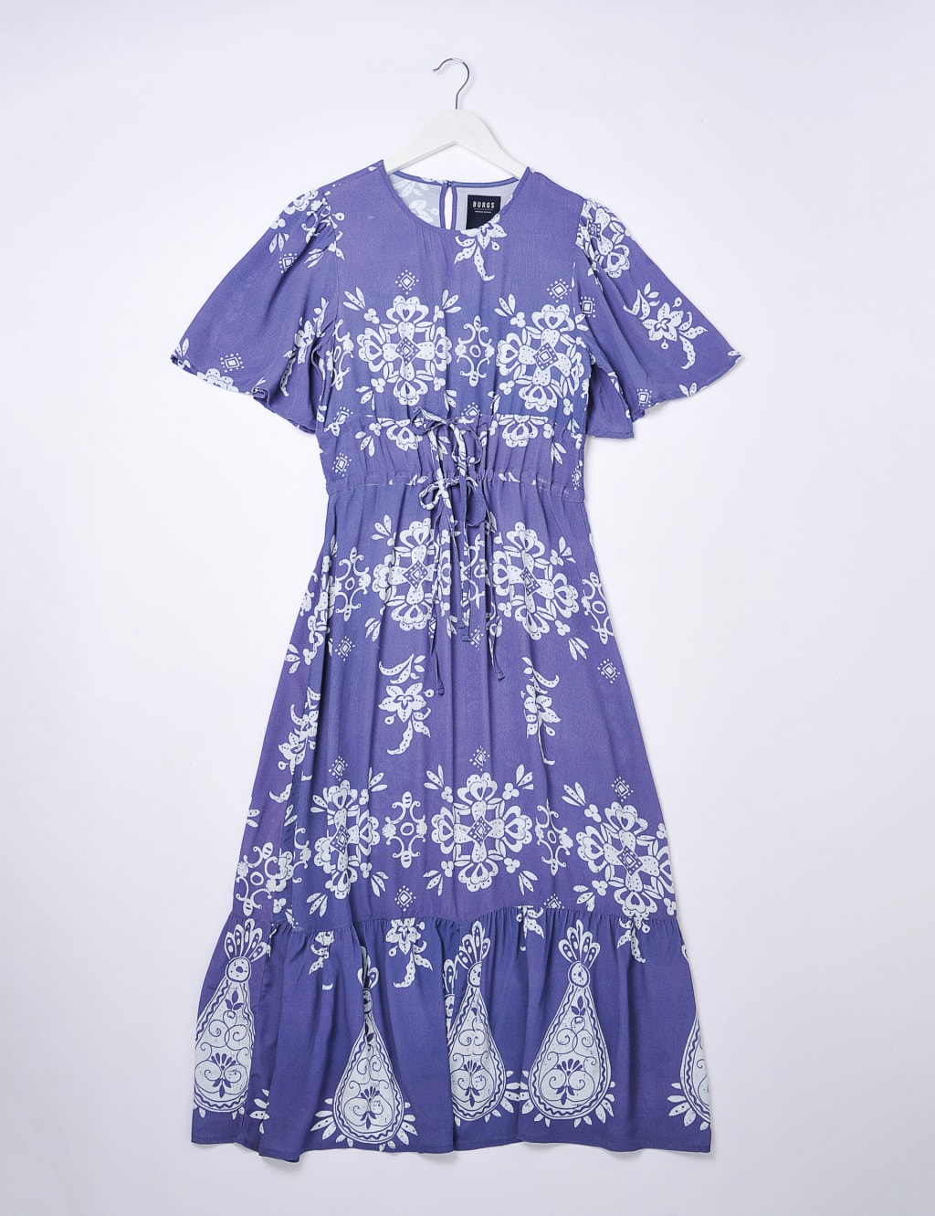 Printed Tie Waist Midi Relaxed Tiered Dress image 2