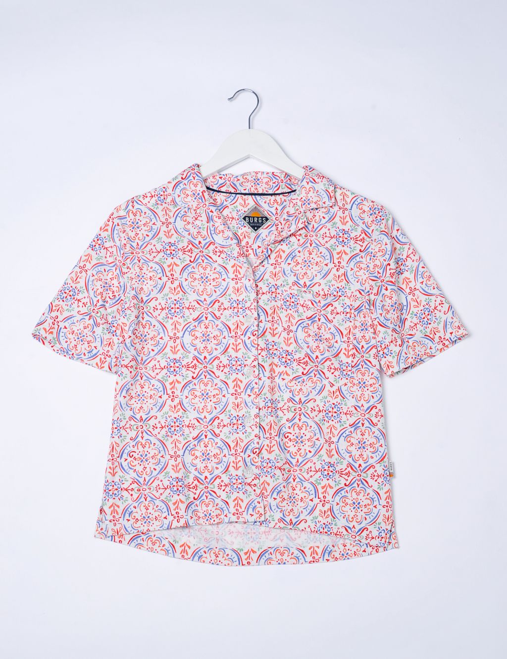 Linen Blend Printed Collared Relaxed Shirt image 2
