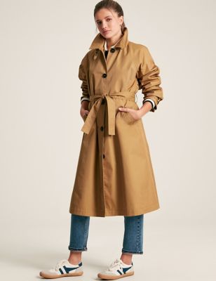 Joules Women's Cotton Rich Belted Trench Style Raincoat - 8 - Tan, Tan