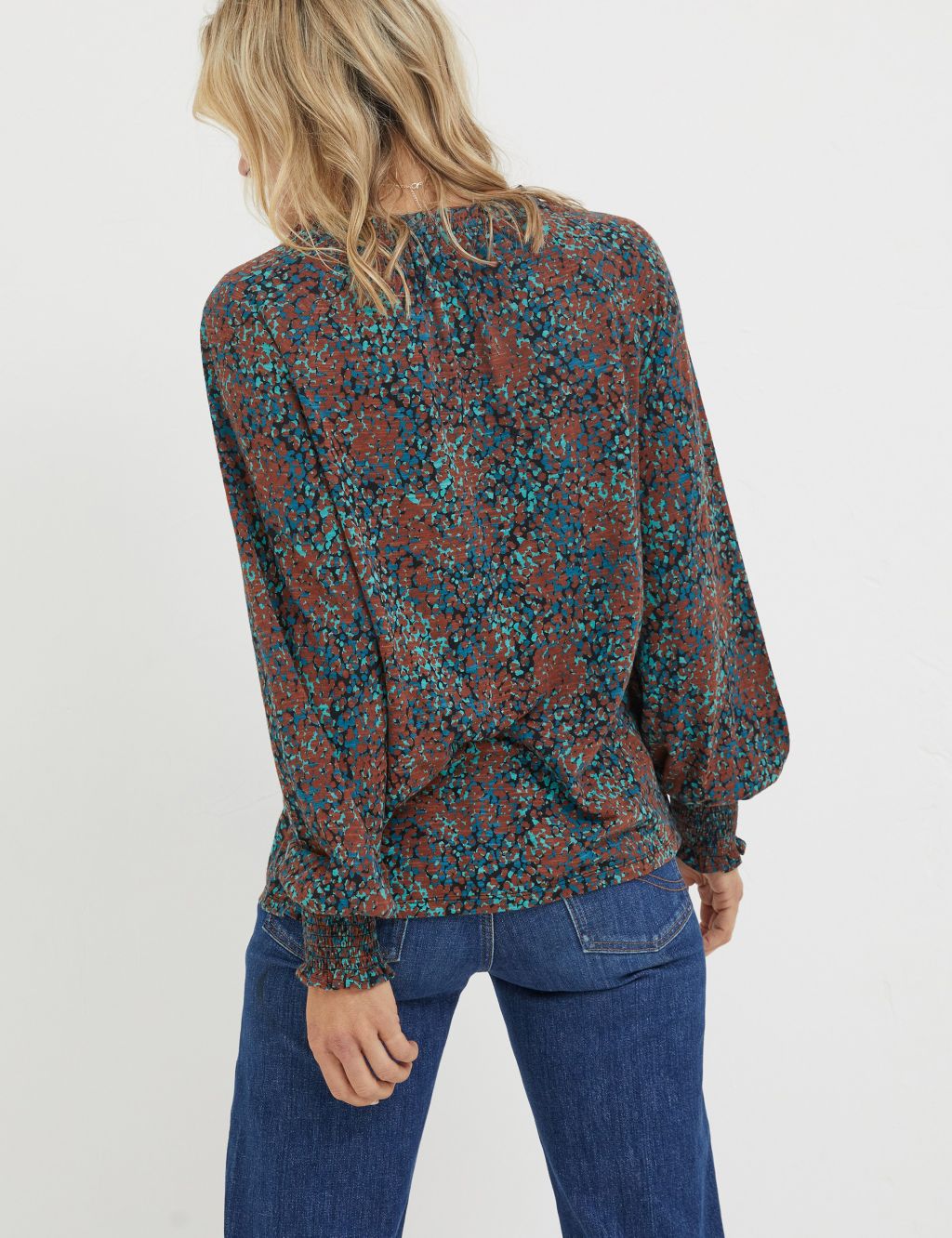 Cotton Modal Blend Printed Textured Top image 3