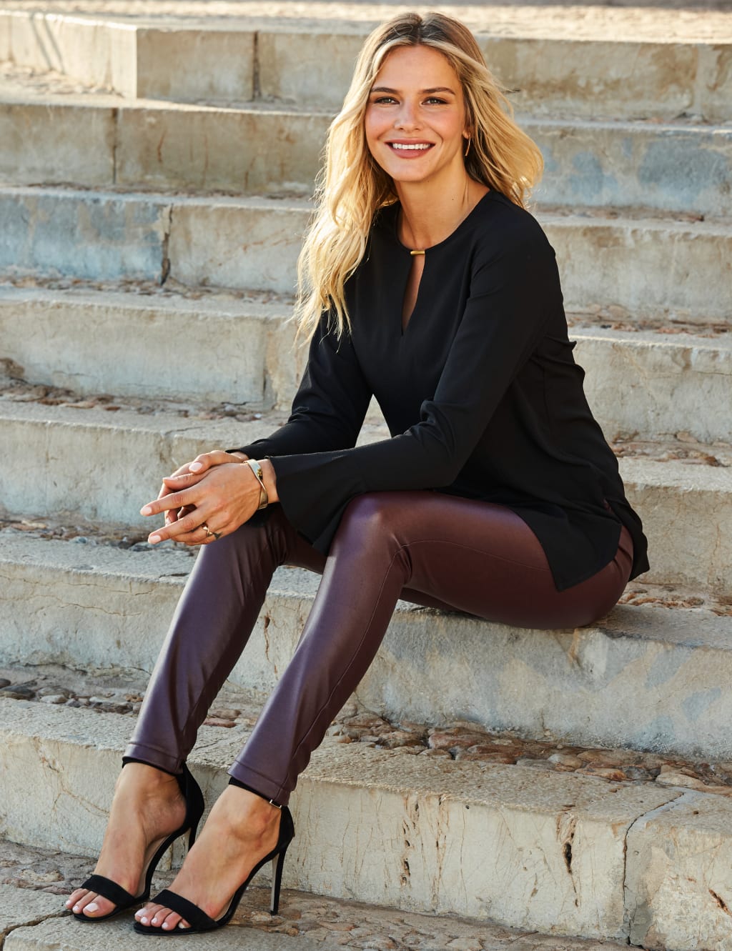 Leather Look High Waisted Leggings image 4