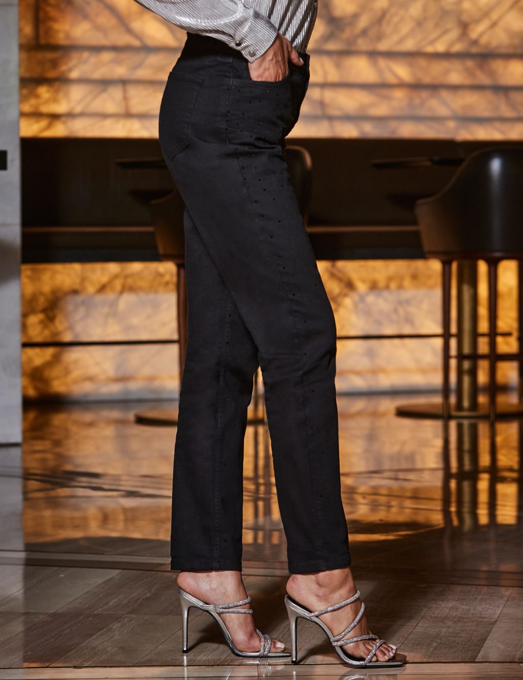 High Waisted Embellished Slim Fit Jeans image 3