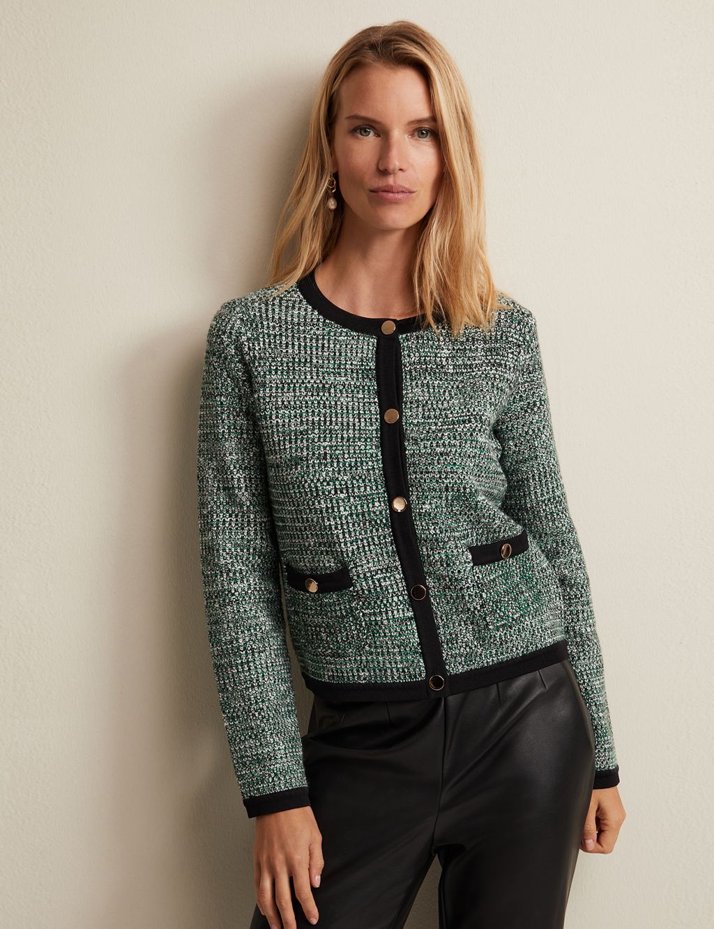 Knitted Textured Button Front Cardigan image 1