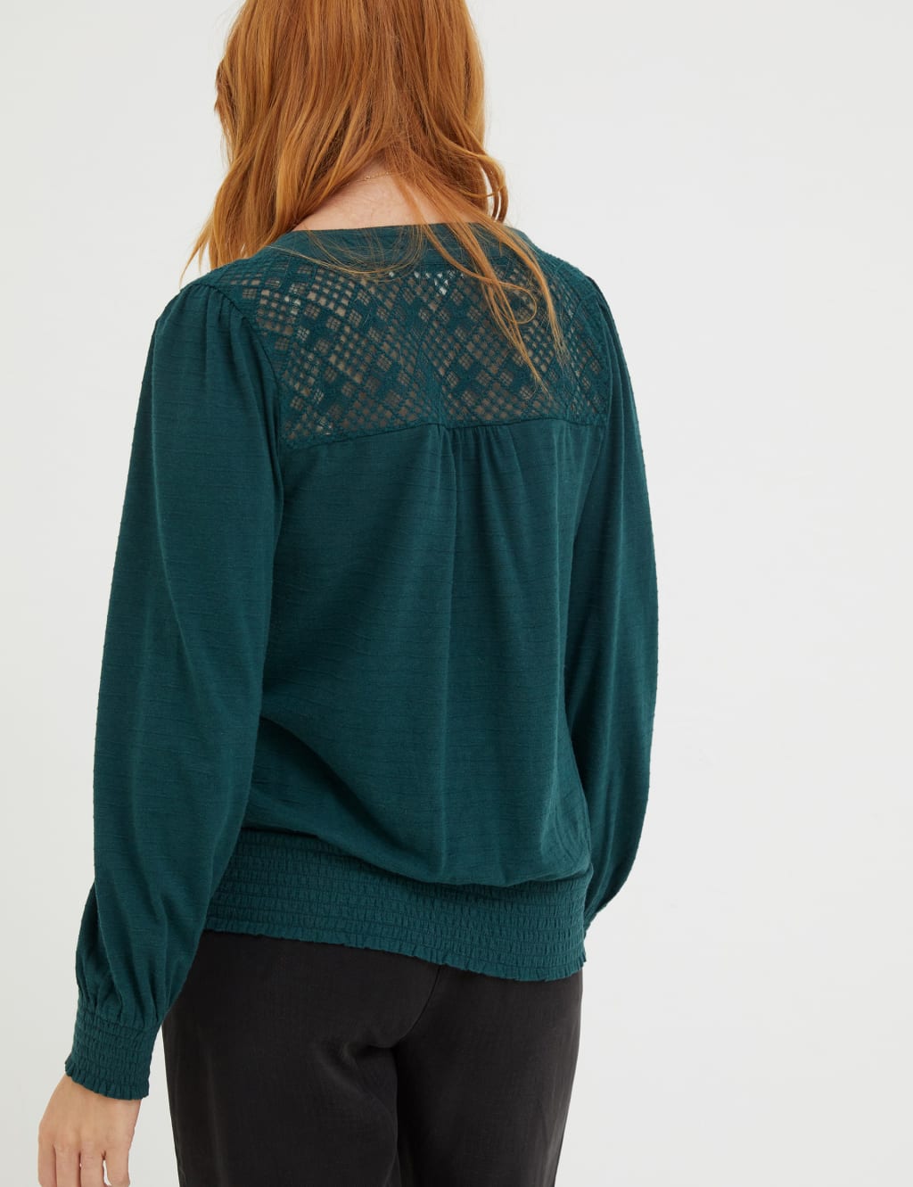 Cotton Rich Textured V-Neck Top image 3