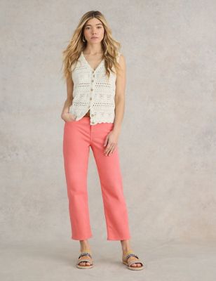 White Stuff Women's Cotton Rich Straight Leg Cropped Jeans - 8REG - Pink, Pink